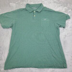 Vineyard Vines Shirt Men Large Polo 100%‎ Pima Cotton Short Sleeve Striped Green